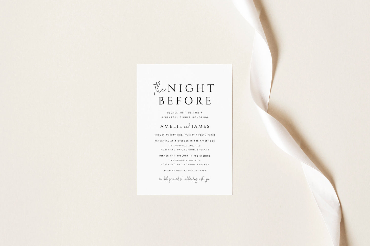 Amelie Minimalist Rehearsal Dinner Invitation Template