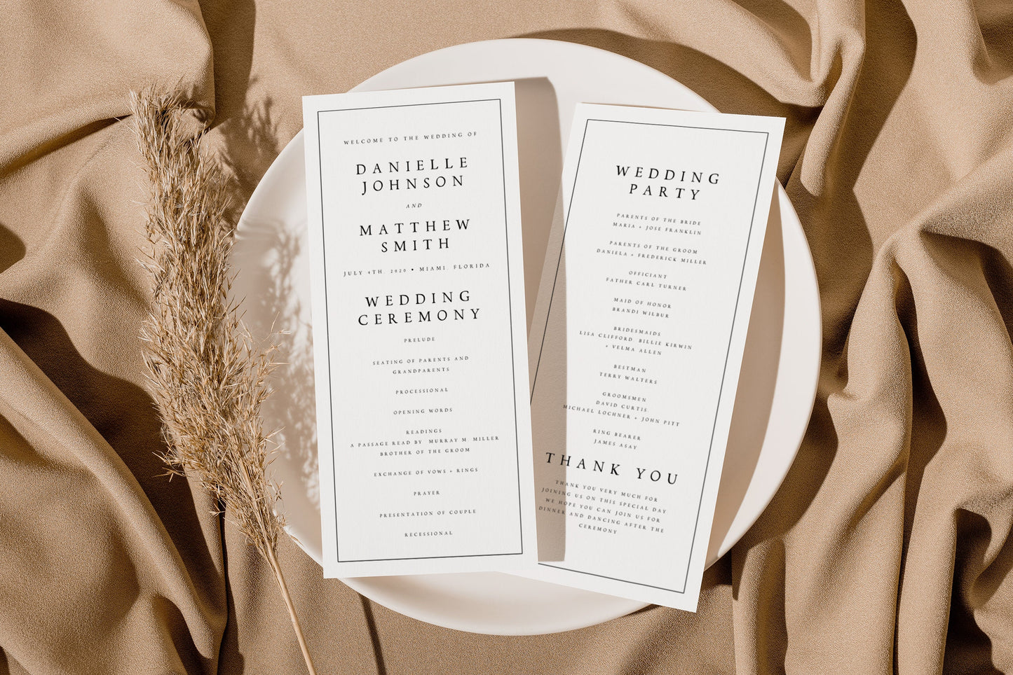 Danielle Modern Wedding Program Template