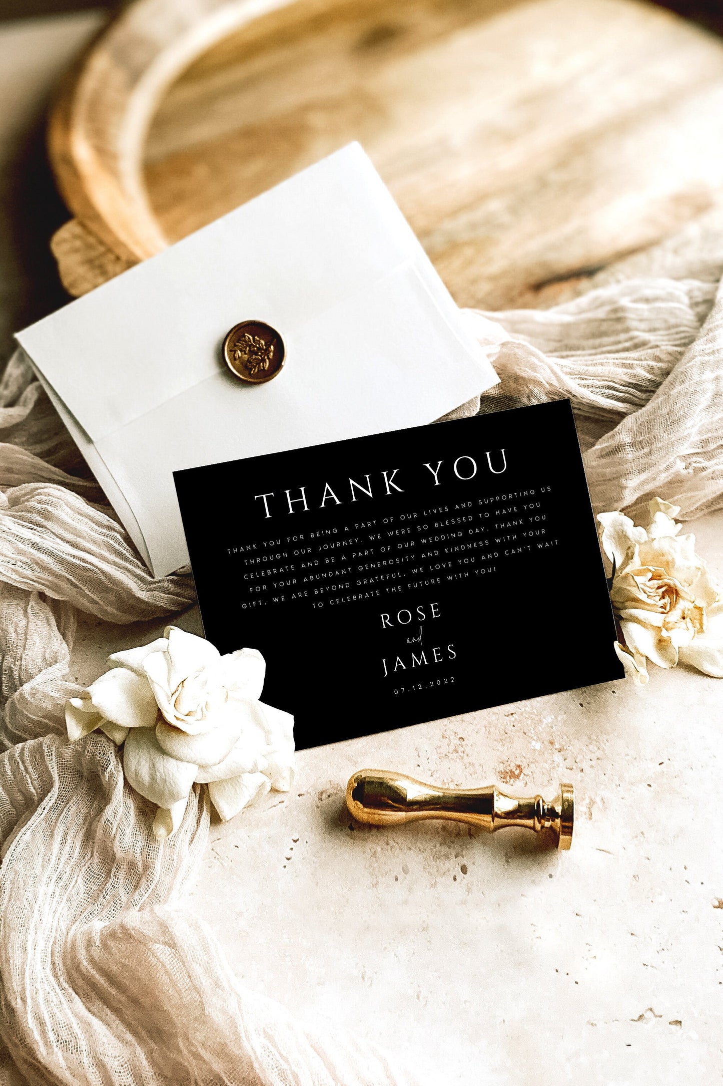 Rose Wedding Thank You Card Template