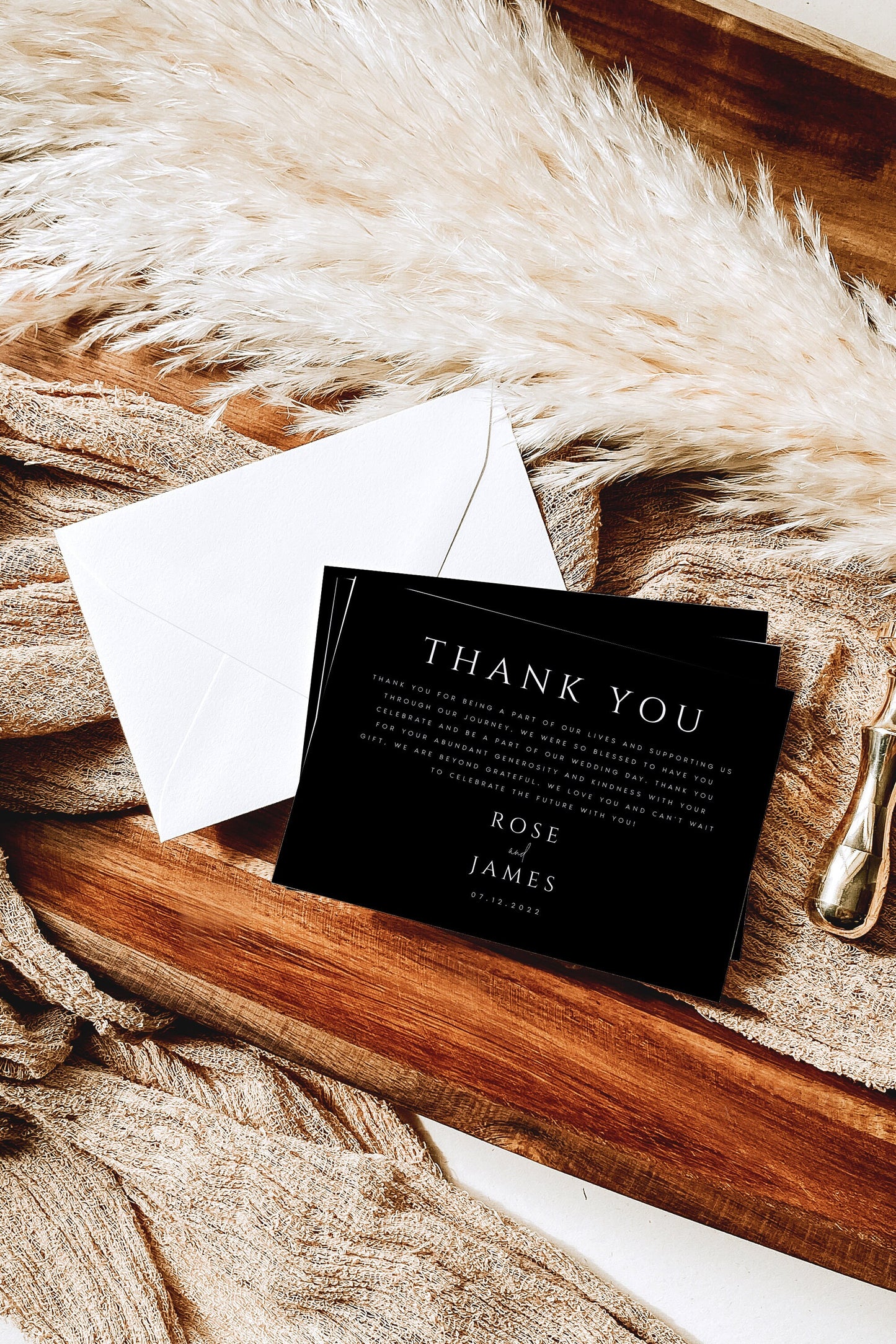 Rose Wedding Thank You Card Template