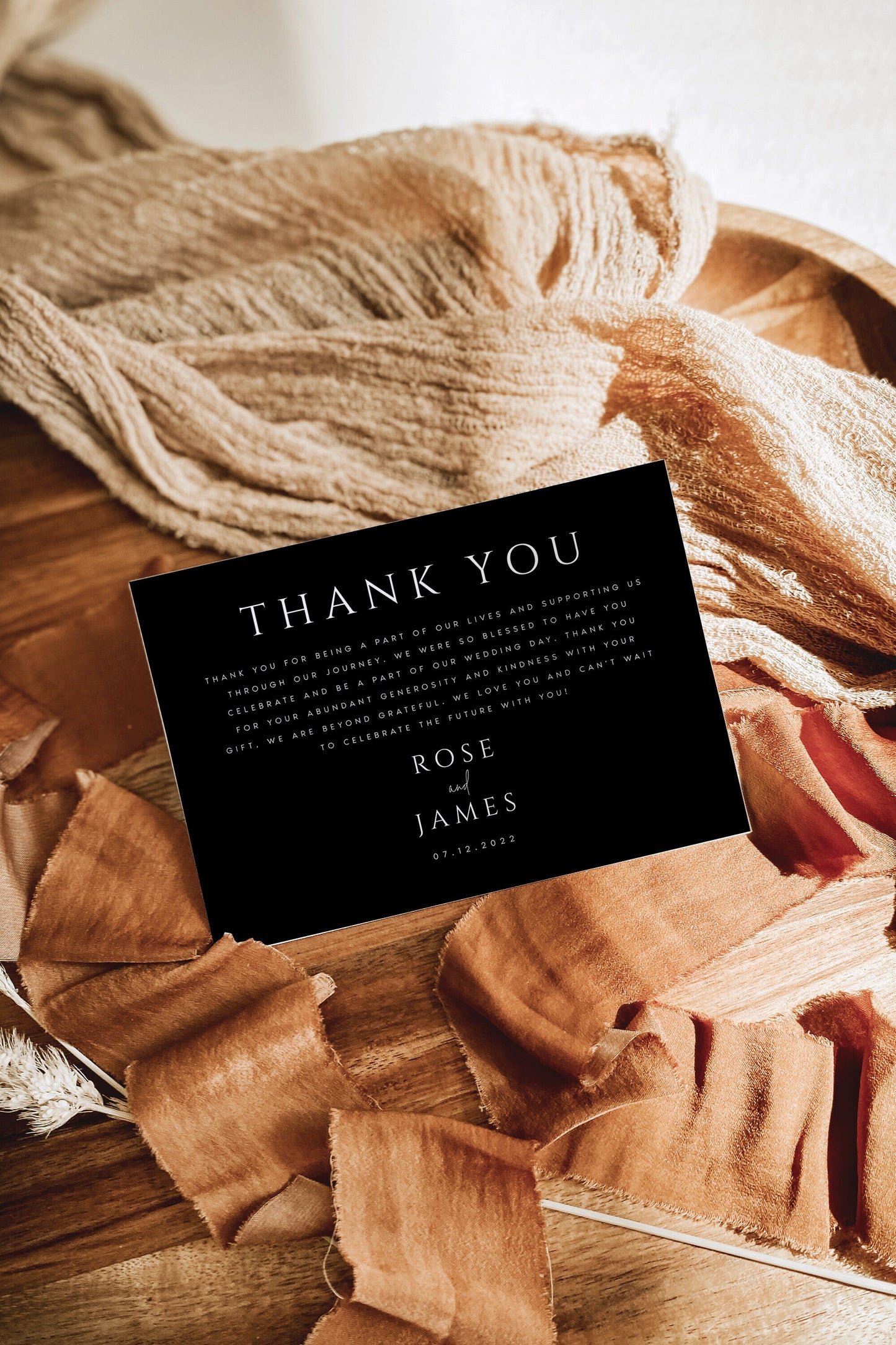 Rose Wedding Thank You Card Template