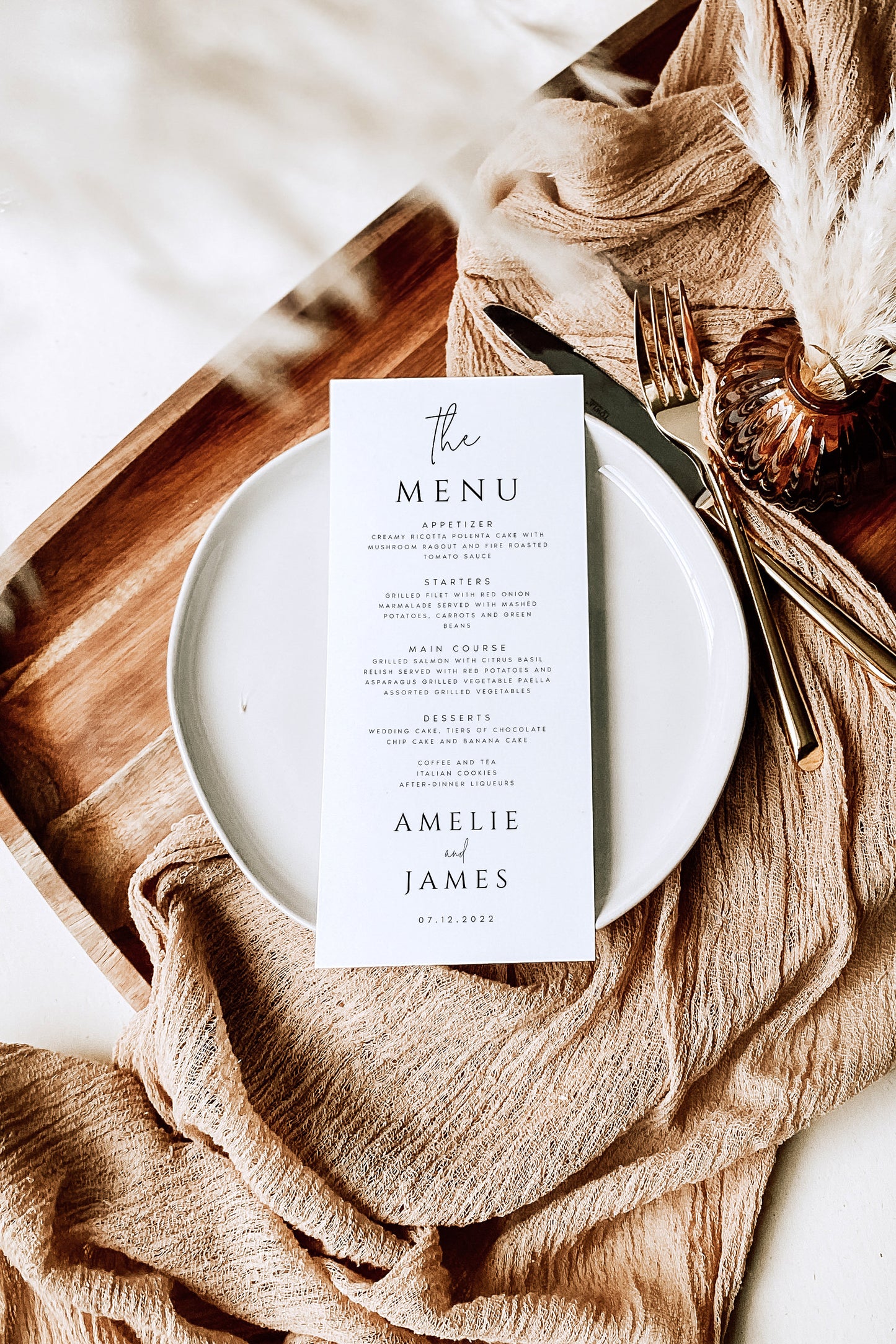 Amelie Minimalist Wedding Menu Template