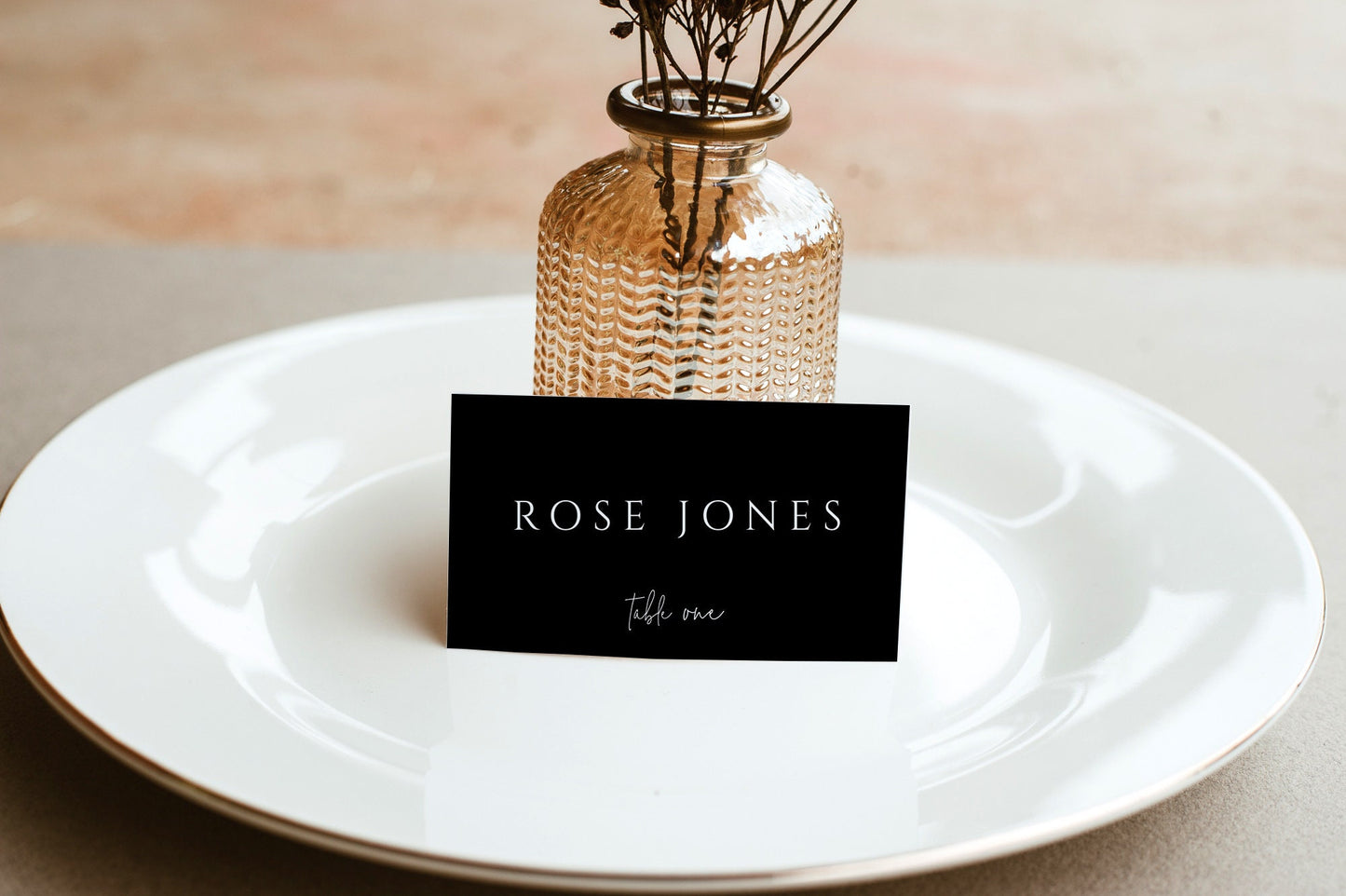 Rose Black Wedding Escort Card Template