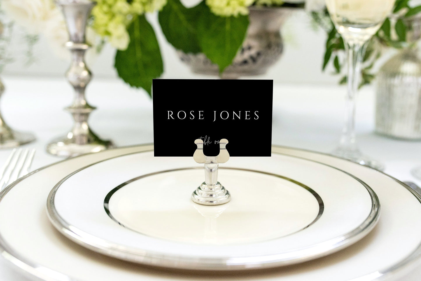 Rose Black Wedding Escort Card Template