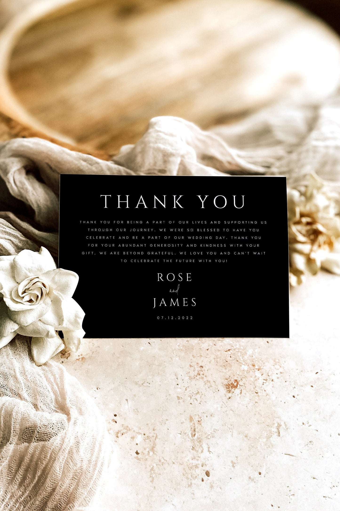 Rose Wedding Thank You Card Template