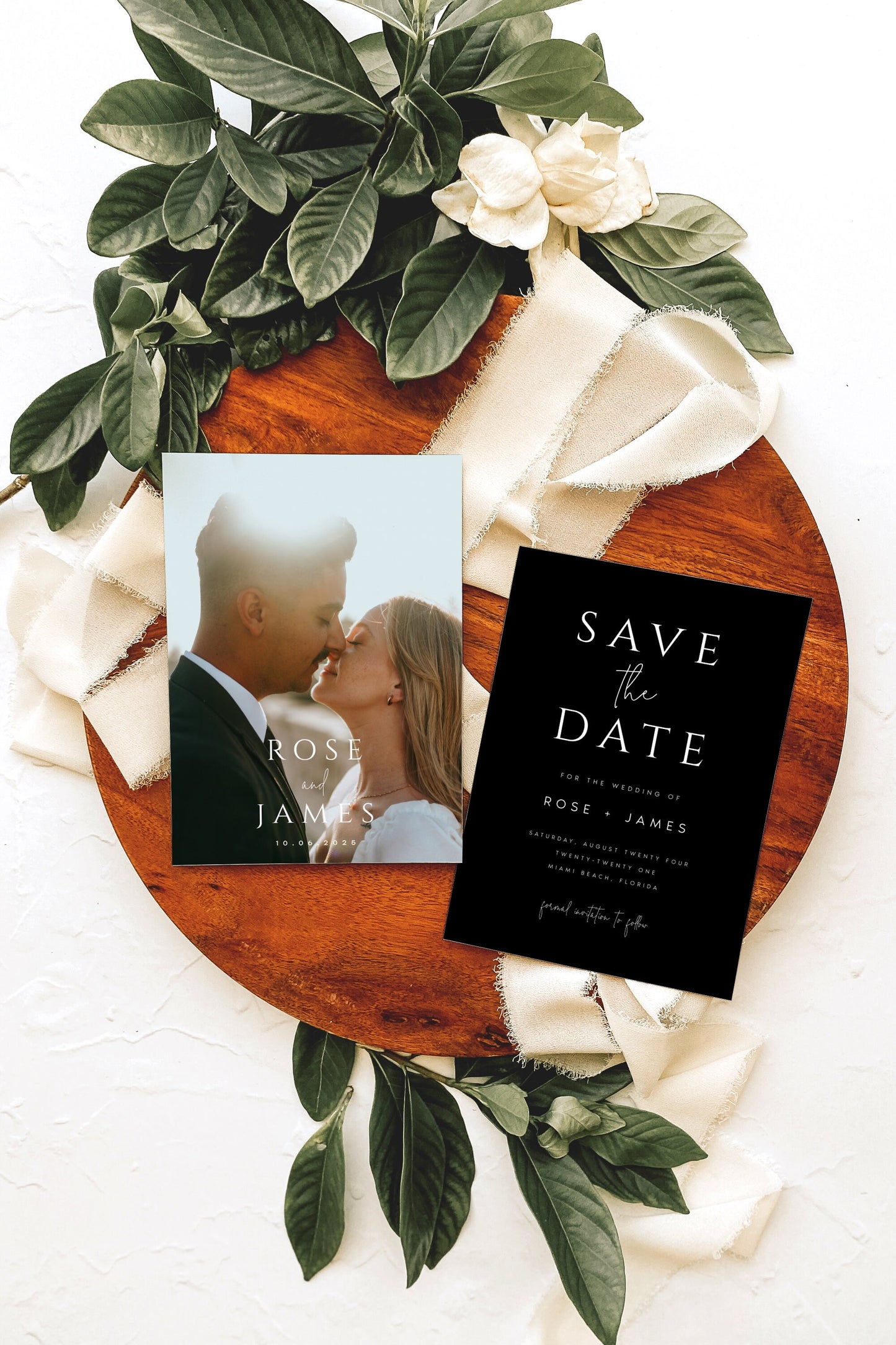 Rose Black Save the Date Invitation Template