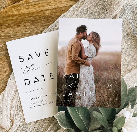 Kate Double-Sided MODERN Photo Save the Date Template