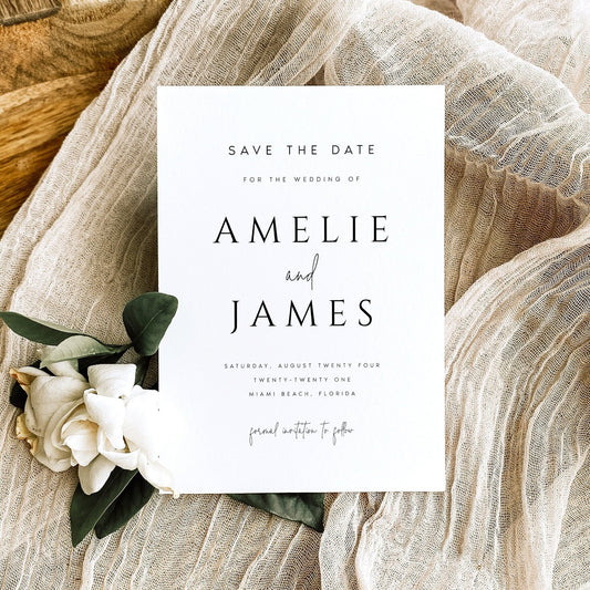 Amelie Modern Minimal Save the Date Editable Template