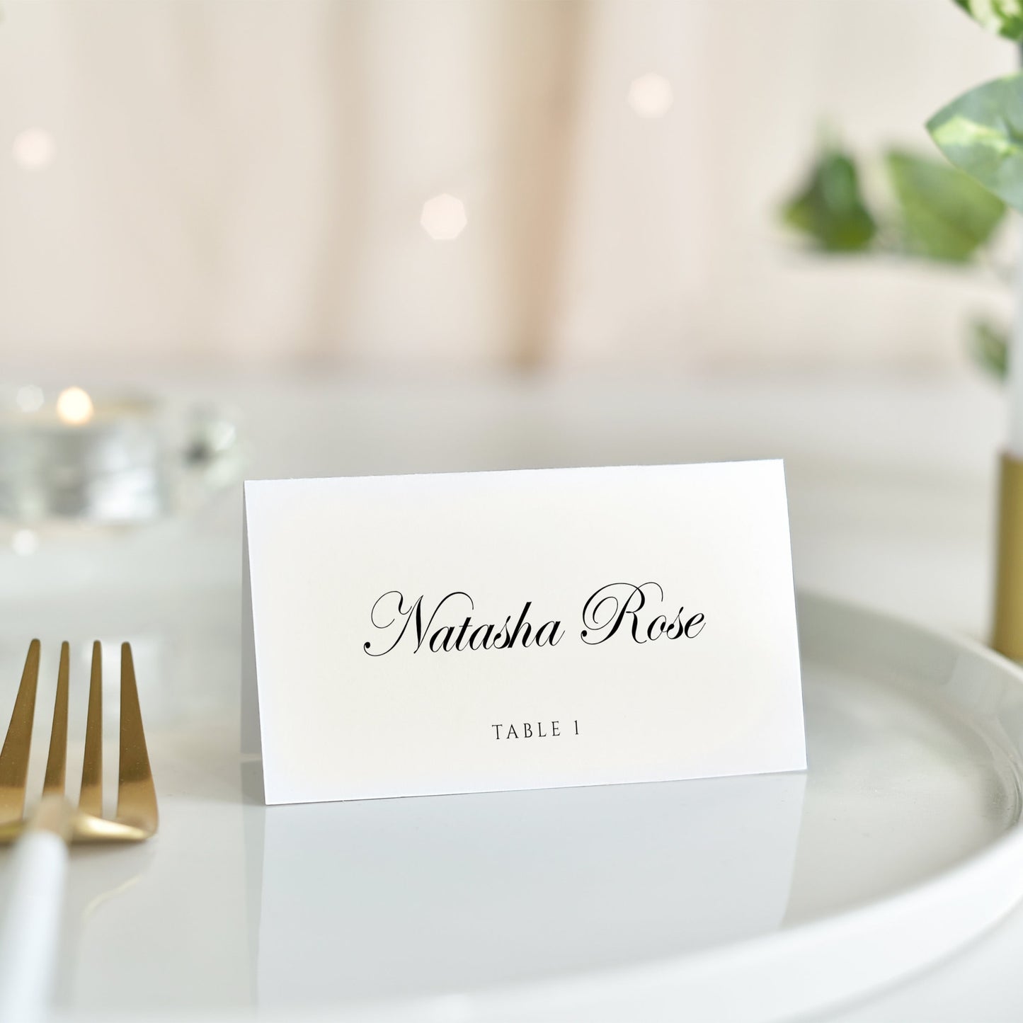 Natasha Script Wedding Place Cards Template