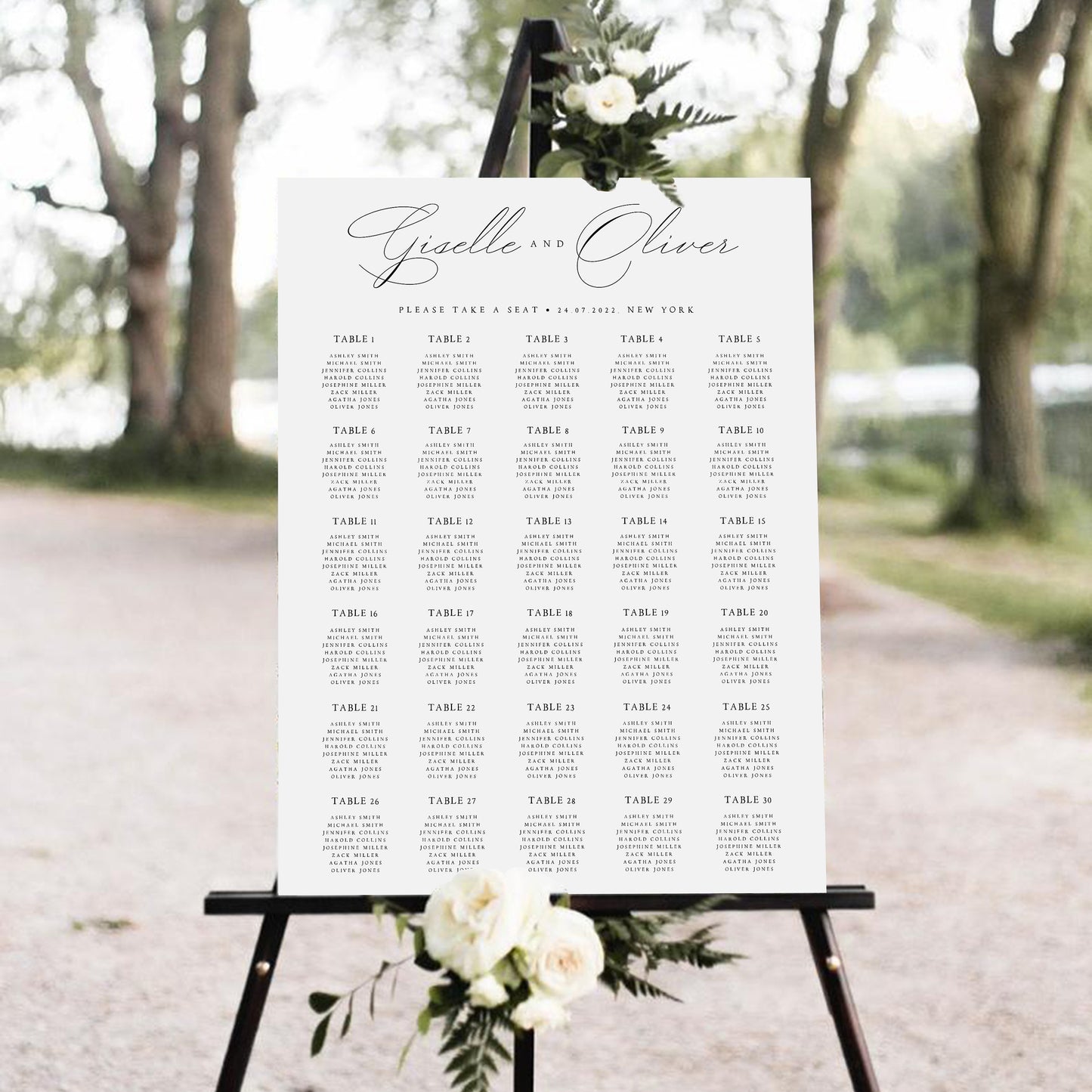 Giselle Portrait Seating Chart Template