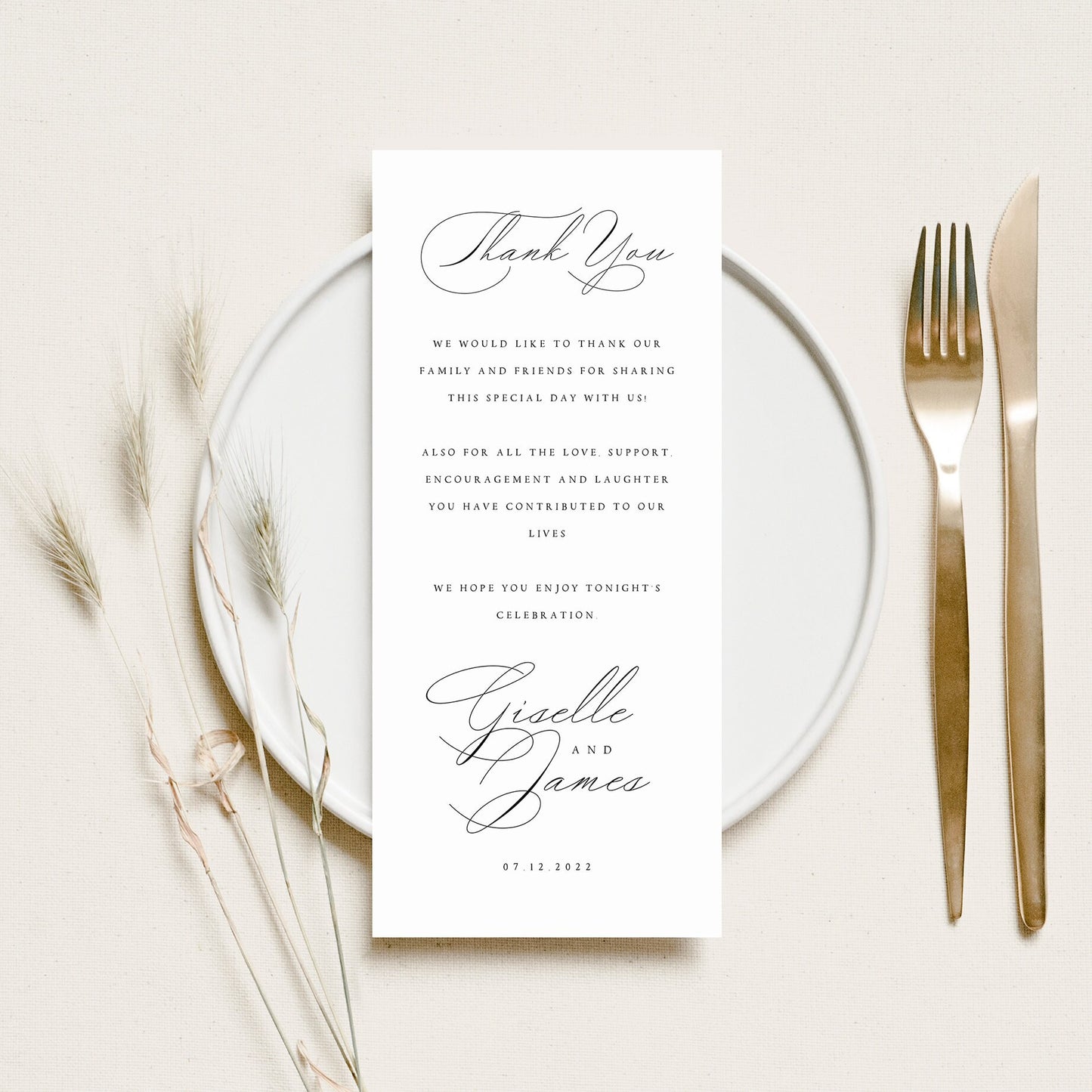 Giselle Wedding Thank You Letter