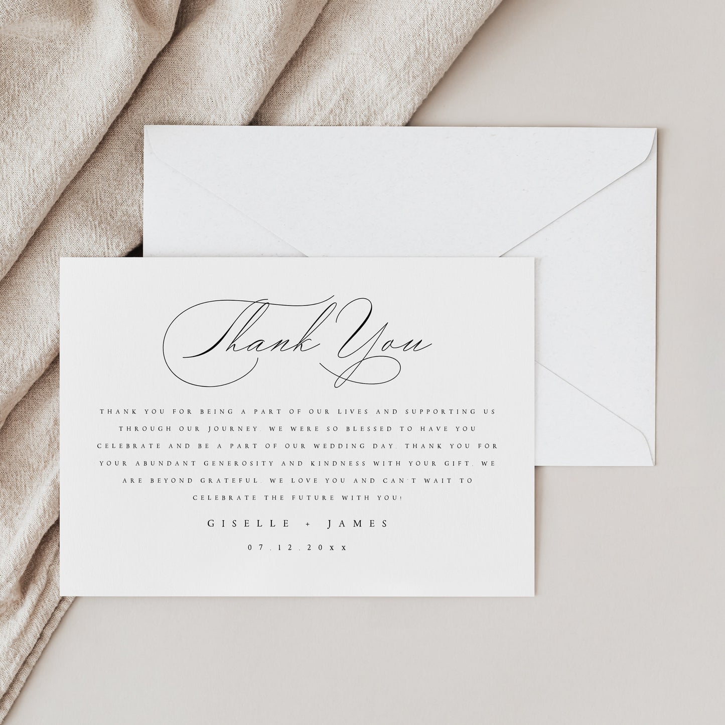 Giselle Wedding Thank You Card Template