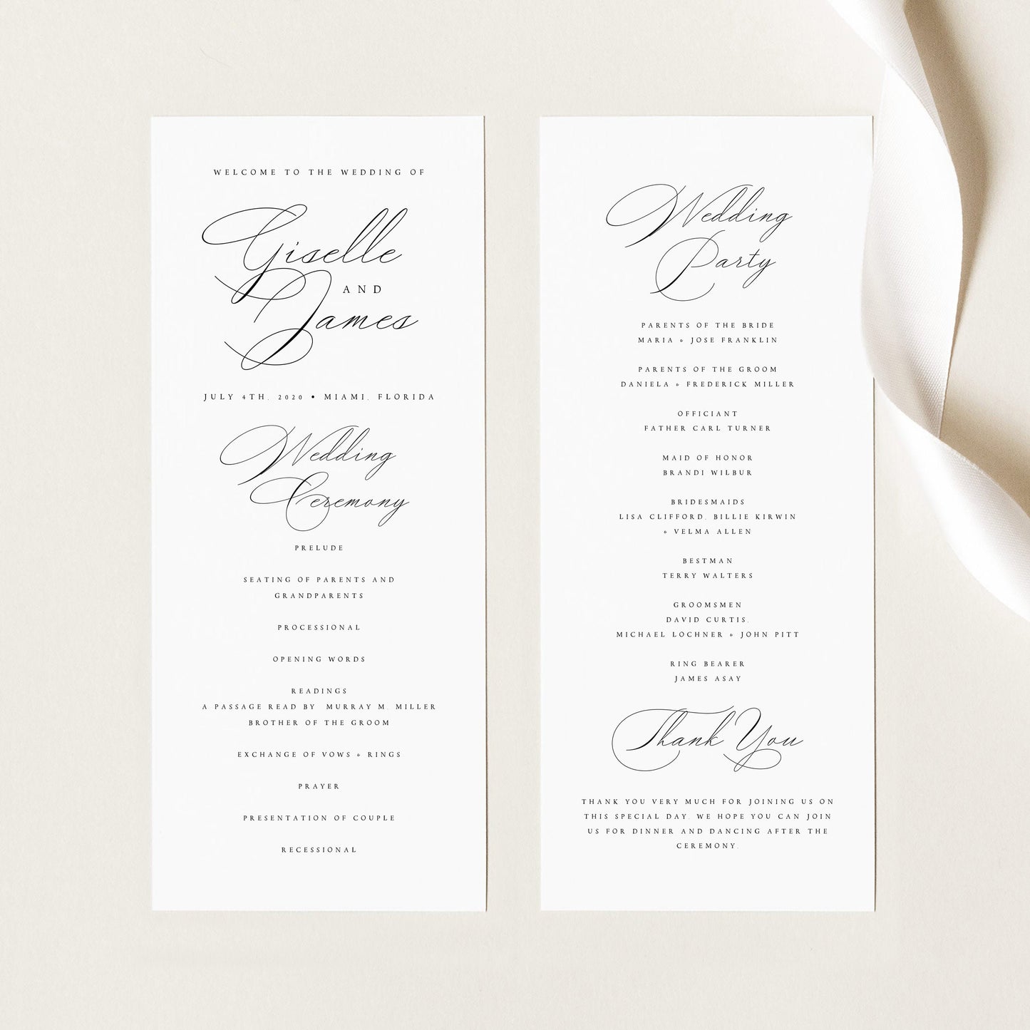 Giselle Wedding Program Template