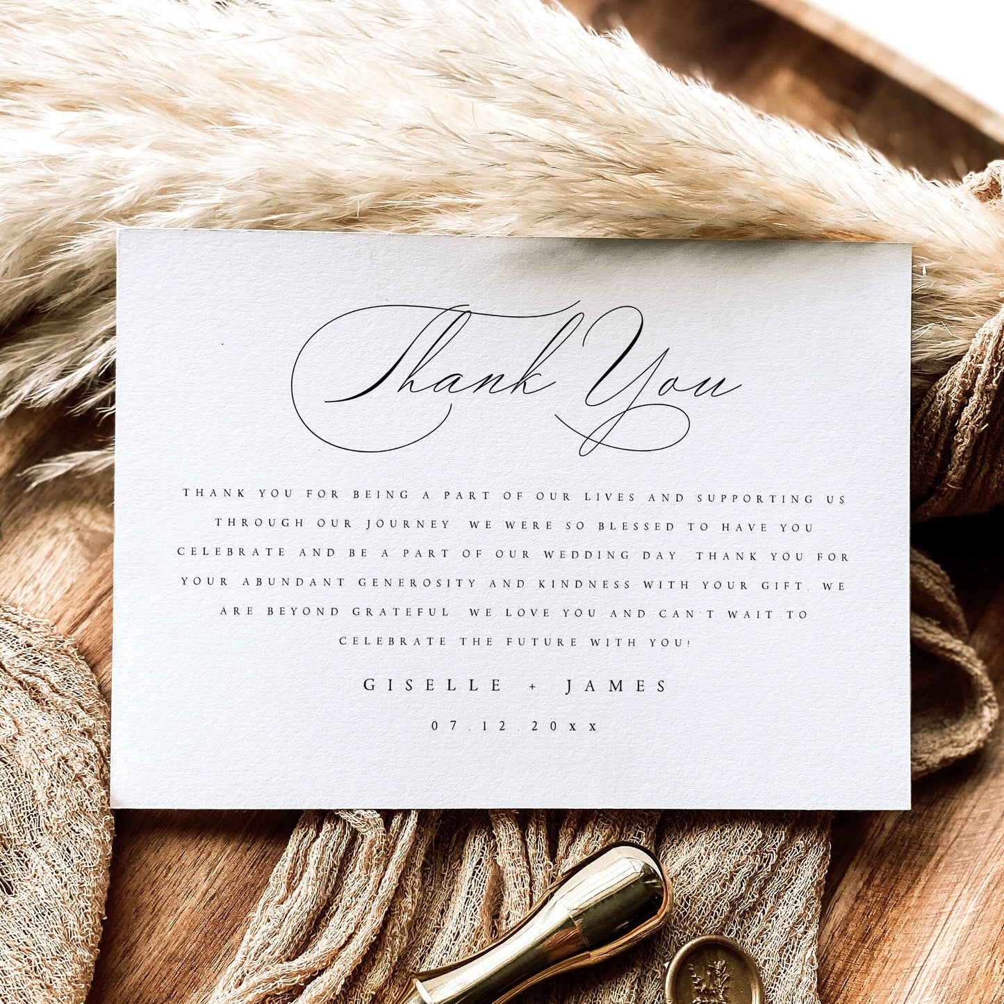 Giselle Wedding Thank You Card Template