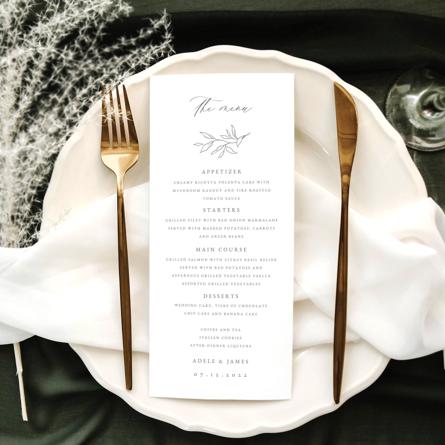 Adele Elegant Wedding Menu Template