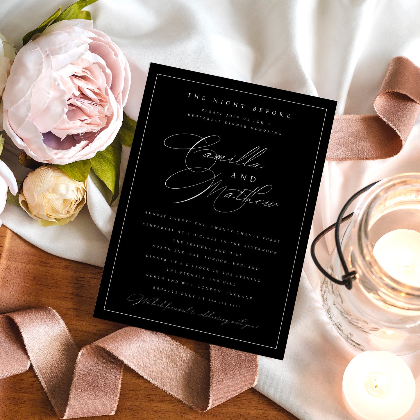 Camilla Elegant Wedding Rehearsal Invitation Template