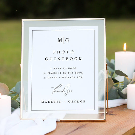 Madelyn Editable Modern Wedding Photo Guestbook Sign Template