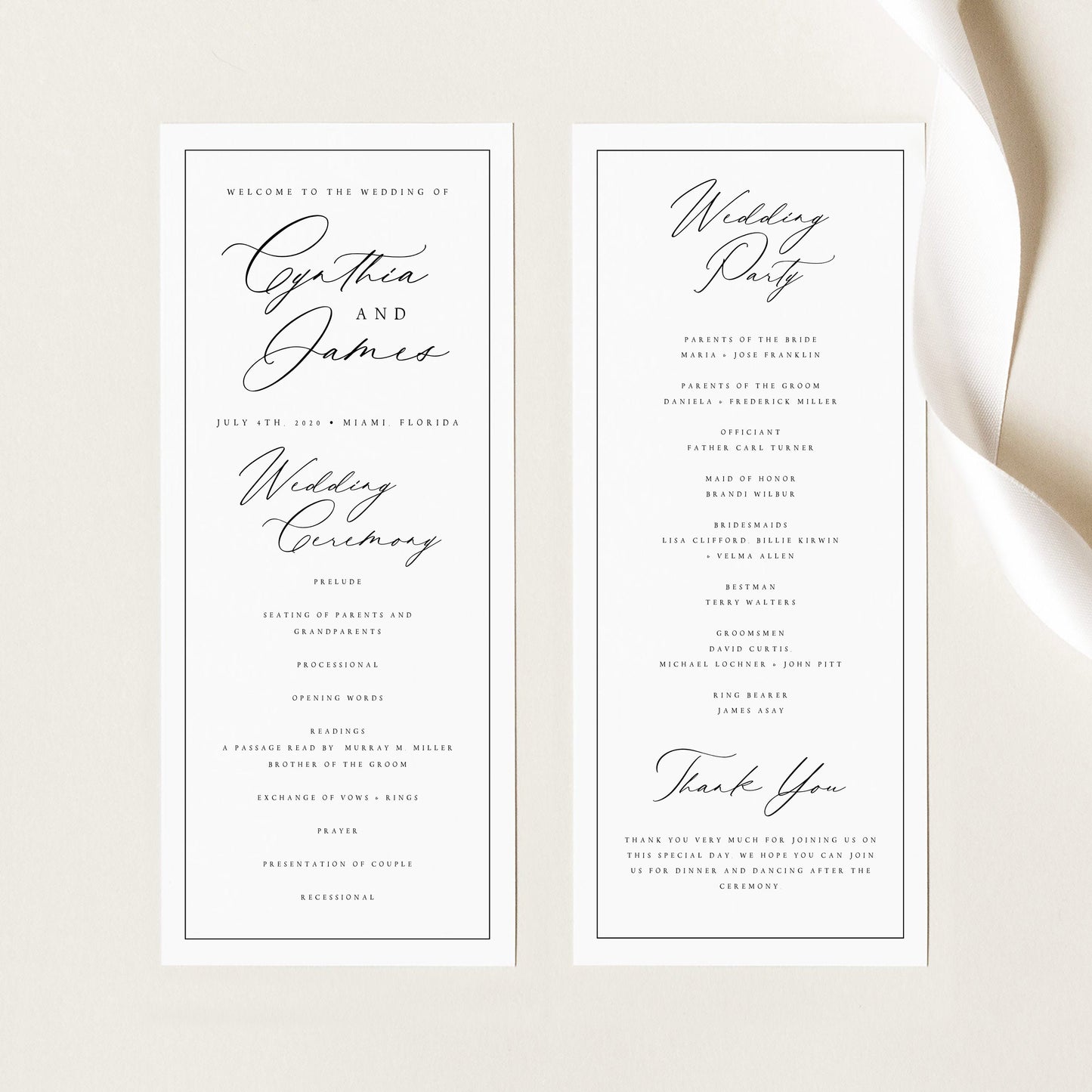 Cynthia Wedding Program Template