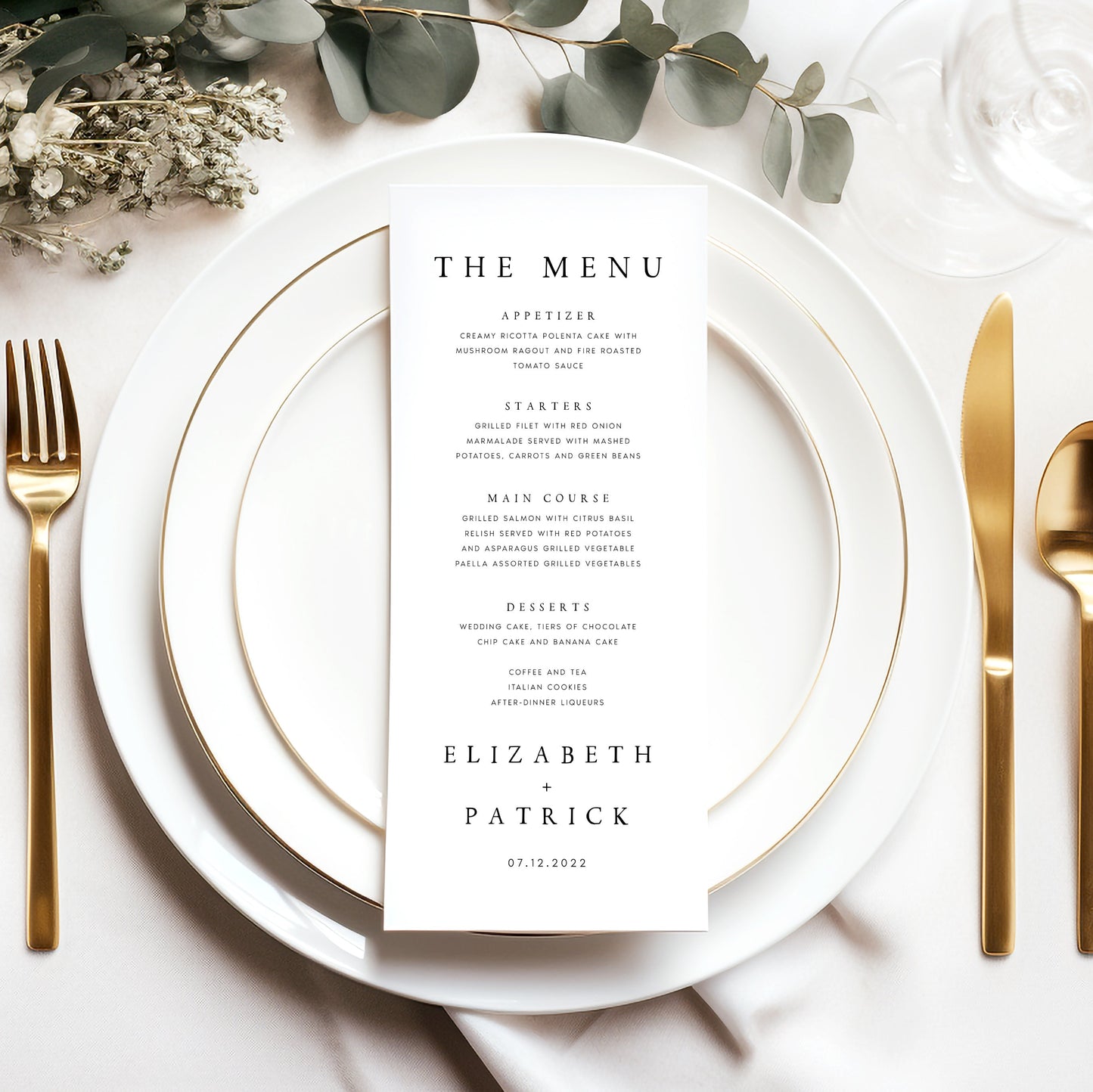 Elizabeth Minimal Wedding Menu Template