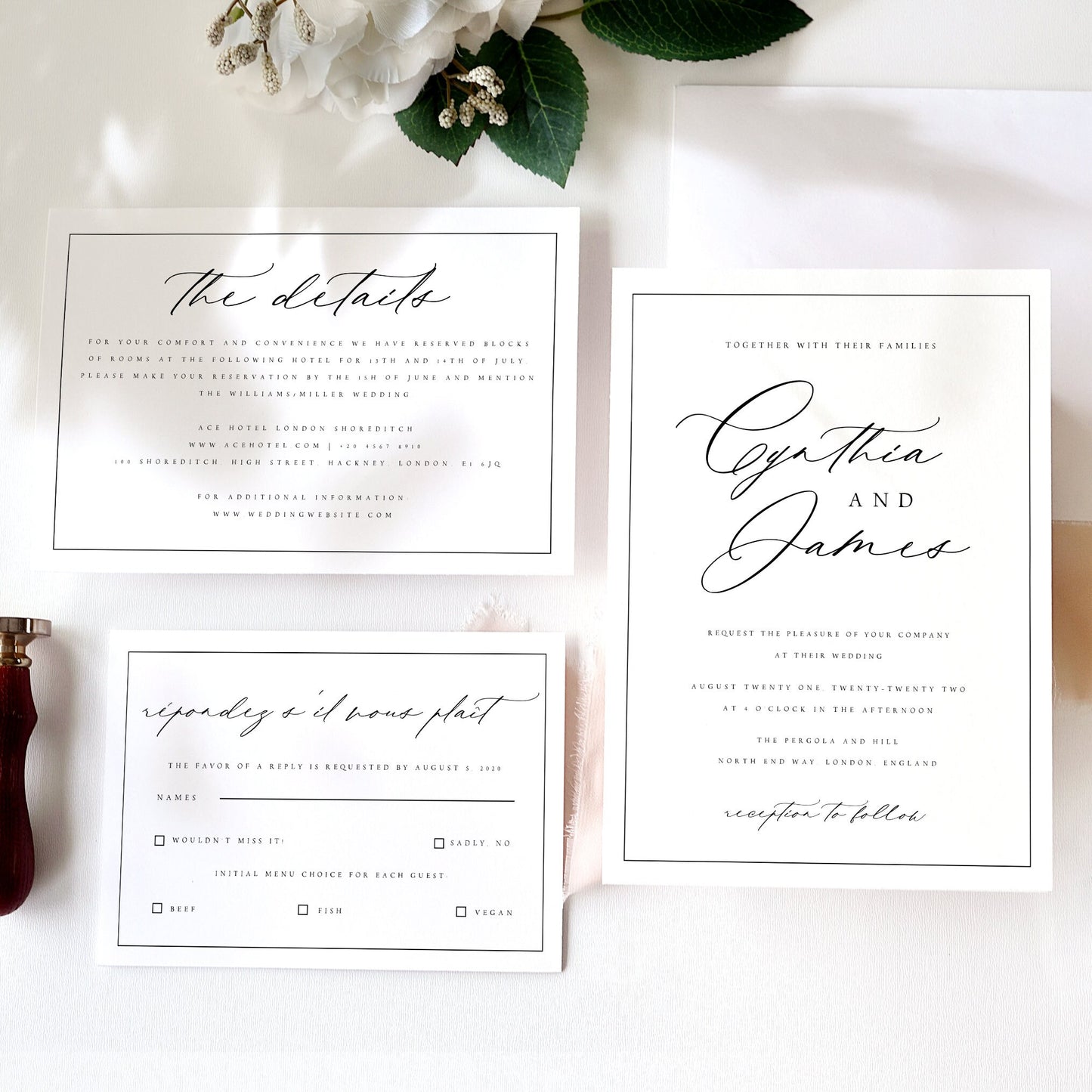 Cynthia Wedding Invitation Template Set
