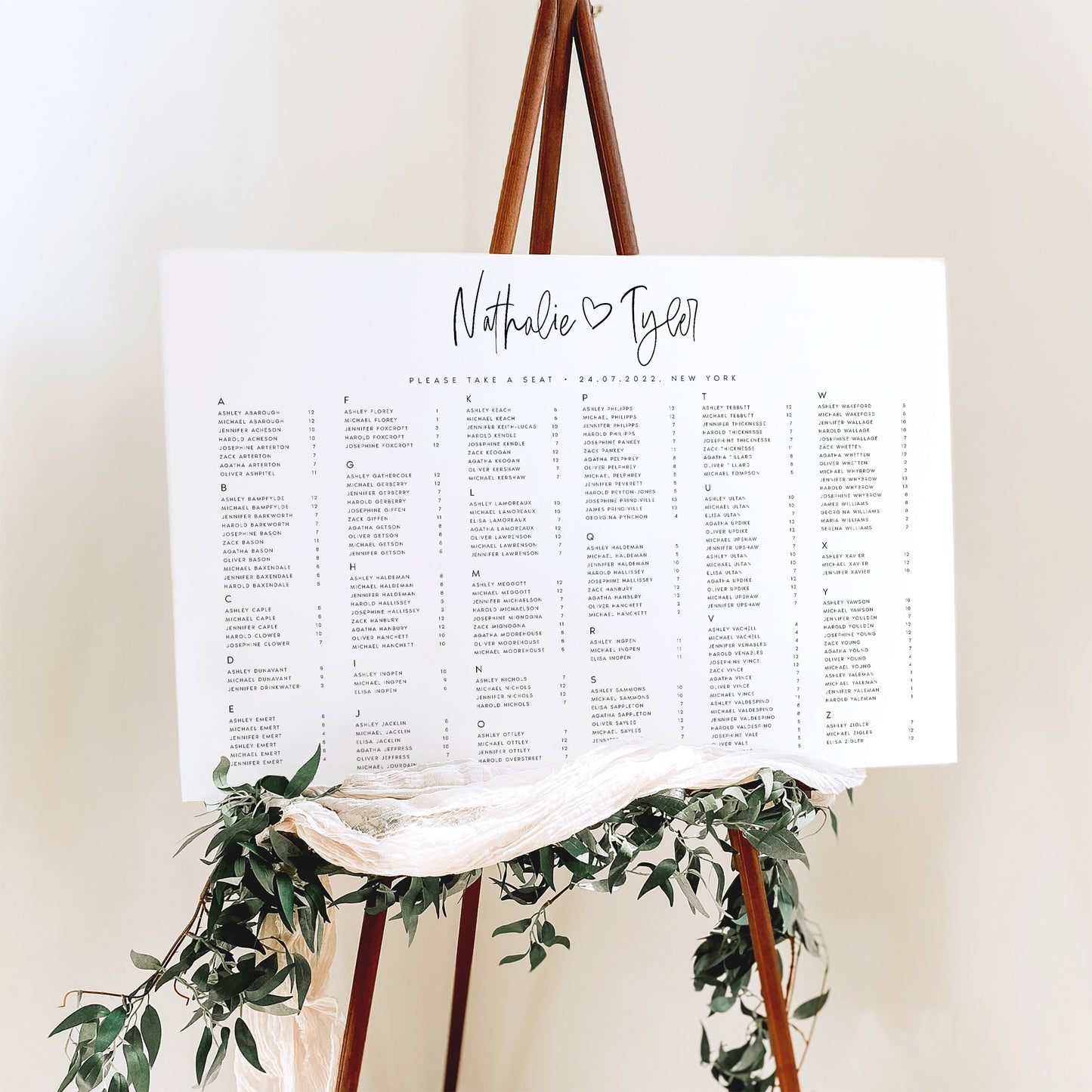 Nathalie Wedding Seating Chart Template