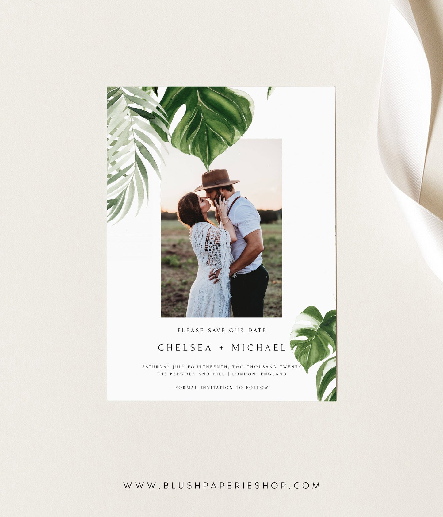 Tropical Photo Save the Date Template