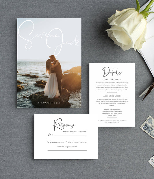 Photo Wedding Invitation Set Template