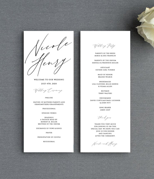 Nicole Wedding Program Template