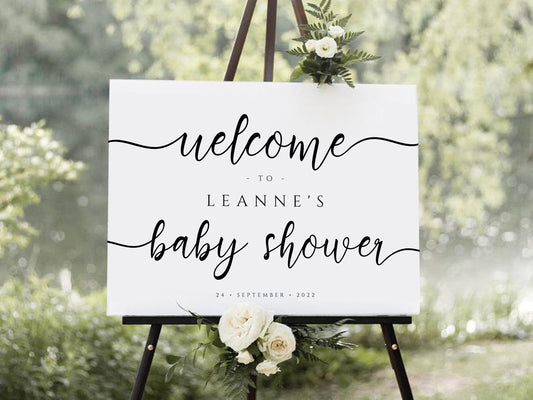 Baby Shower Welcome Sign PRINTABLE, Welcome Sign Template, Baby Shower Printable Sign, Landscape, Calligraphy Editable Instant Download