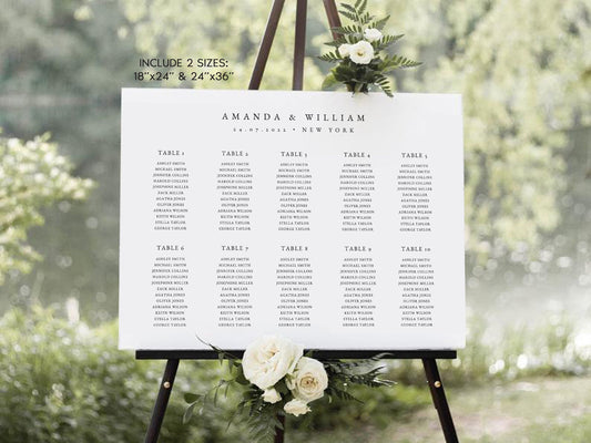 Seating Chart Template, Printable Seating Plan, Instant Download Printable, 100% Editable Template, Modern Wedding, Digital Download, DIY