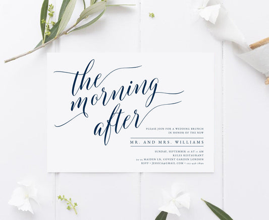 Navy Wedding Brunch Invitation Template