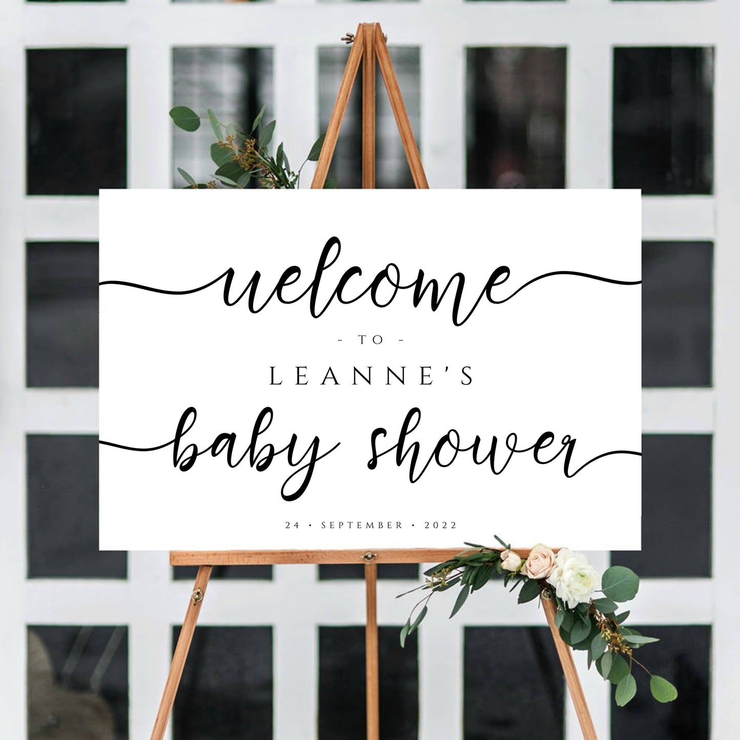 Baby Shower Welcome Sign PRINTABLE, Welcome Sign Template, Baby Shower Printable Sign, Landscape, Calligraphy Editable Instant Download