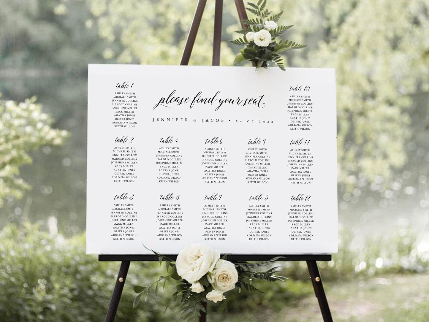 Elegant Wedding Seating Chart Template