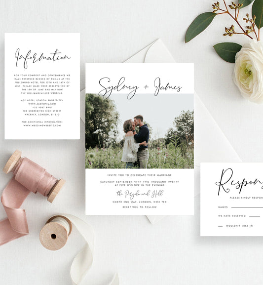 Photo Wedding Invitation Set, Digital Download