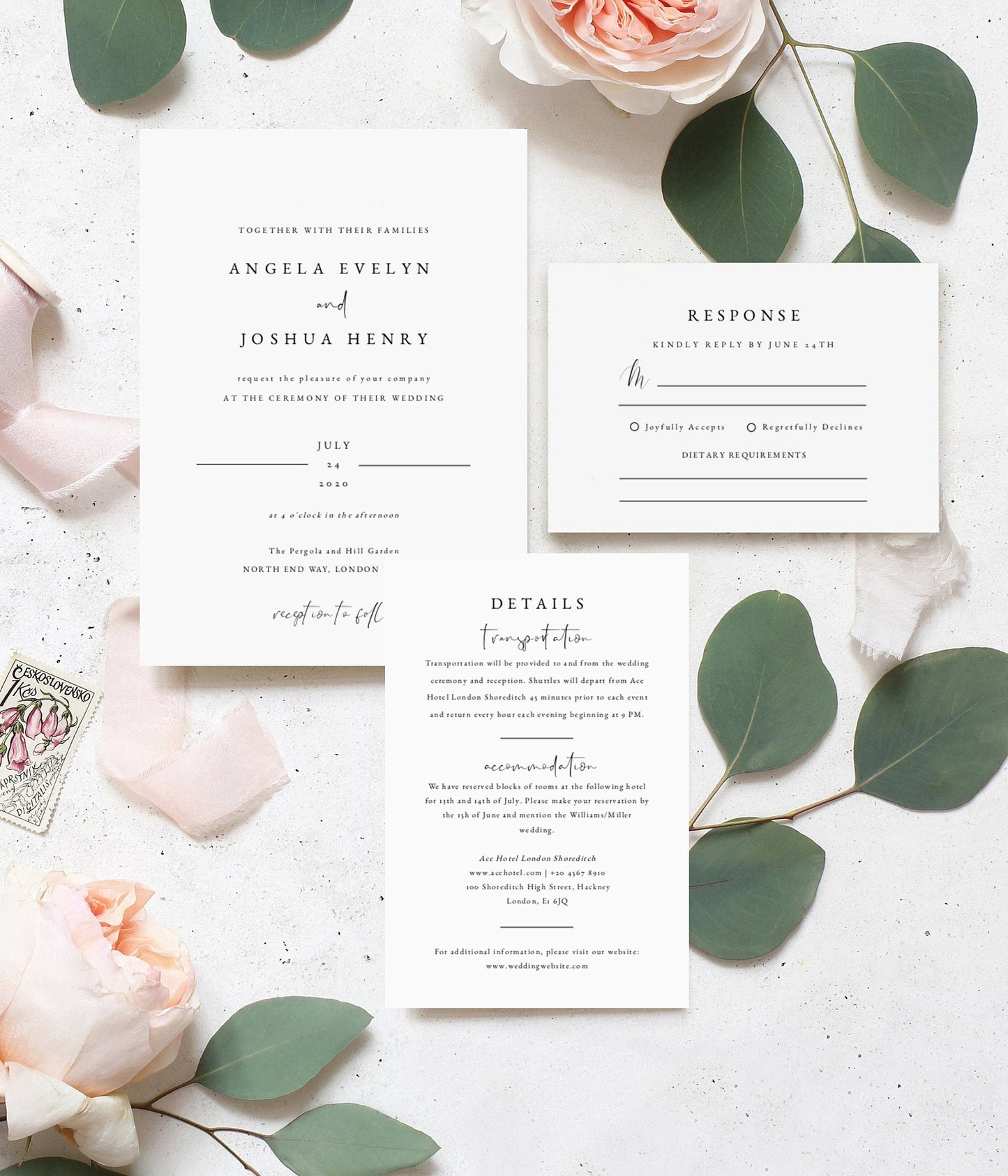 Angela Modern Wedding Invitation Suite Template