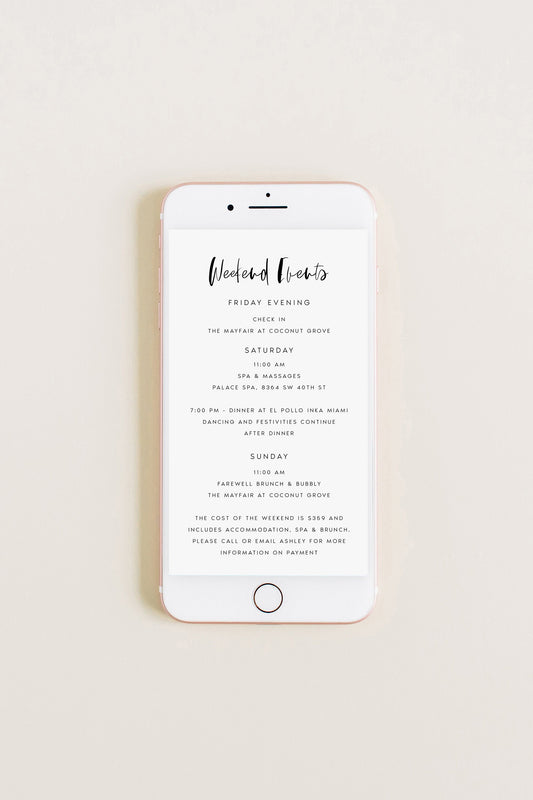 Electronic Photo Bachelorette Weekend Invitation Template