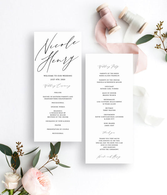 Nicole Wedding Program Template