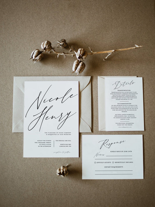 Nicole Modern Wedding Invitation Suite Template