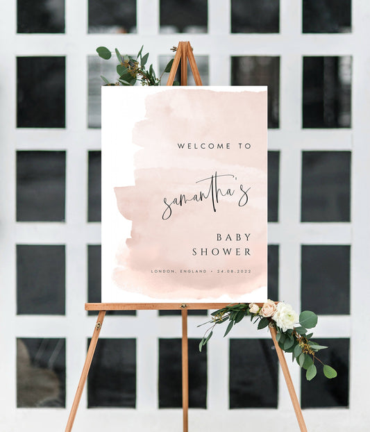 Samantha Watercolor Baby Shower Welcome Sign