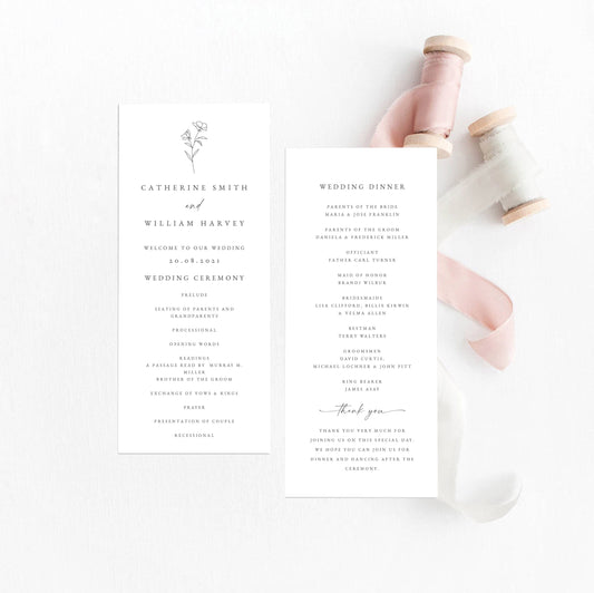 Catherine Botanical Wedding Program