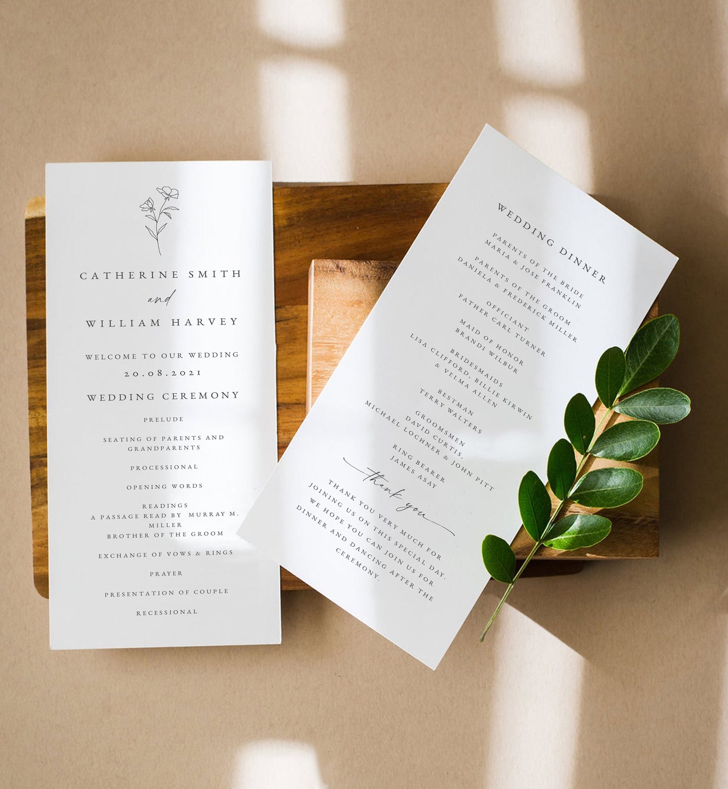 Catherine Botanical Wedding Program