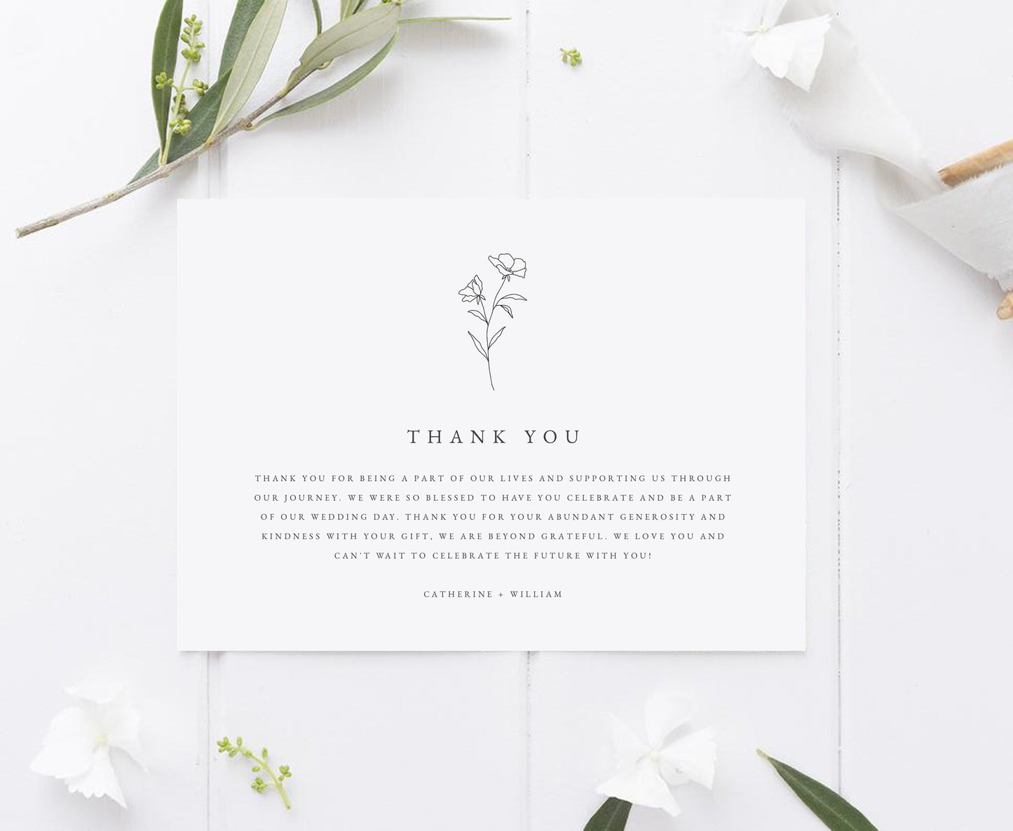 Catherine Minimalist Thank You Card Template