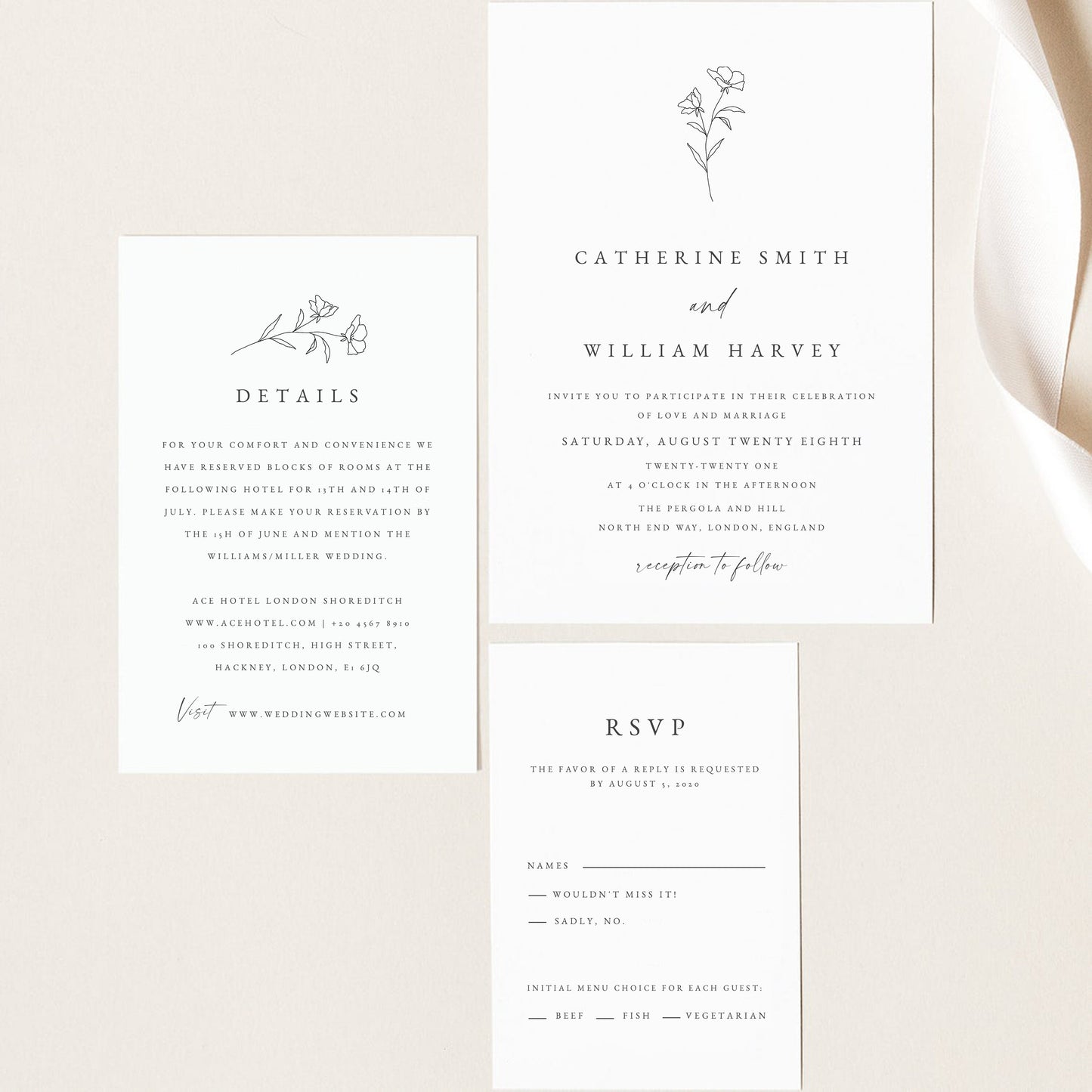 Catherine Pocket Fold Fine Art Wedding Invitation