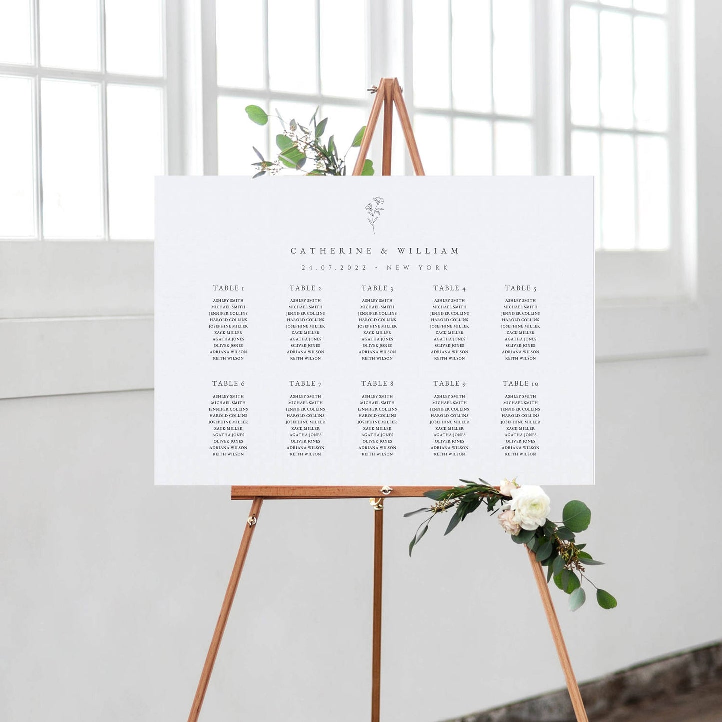 Catherine Botanical Seating Chart Template