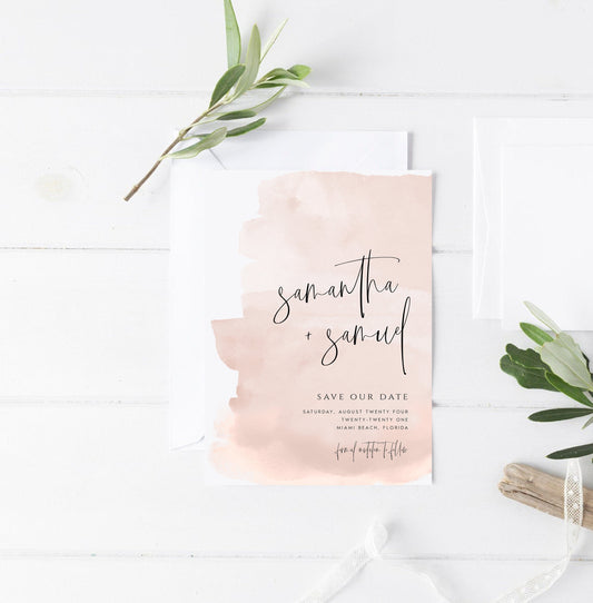 Samantha Pink Save The Date Invitation