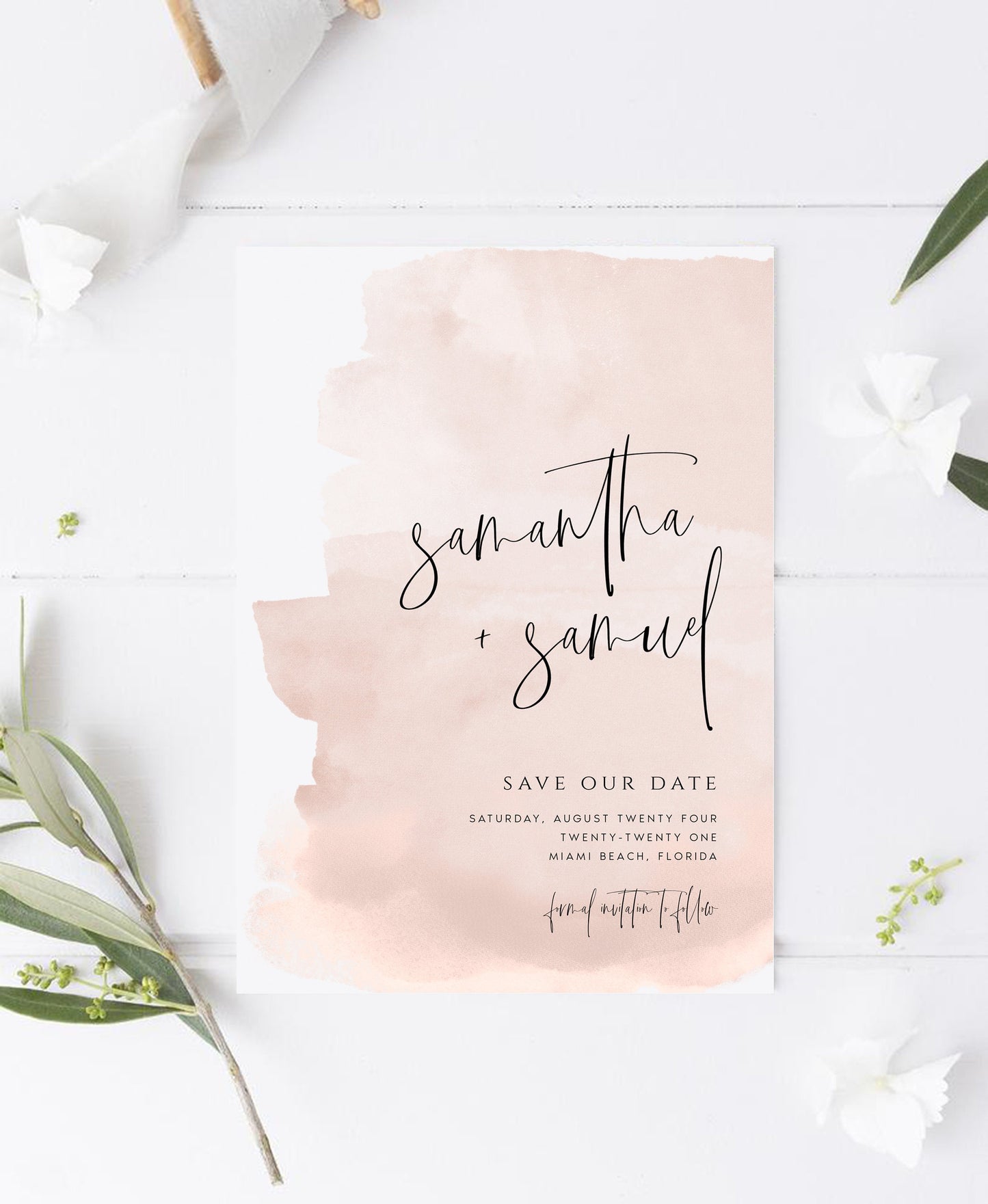 Samantha Pink Save The Date Invitation