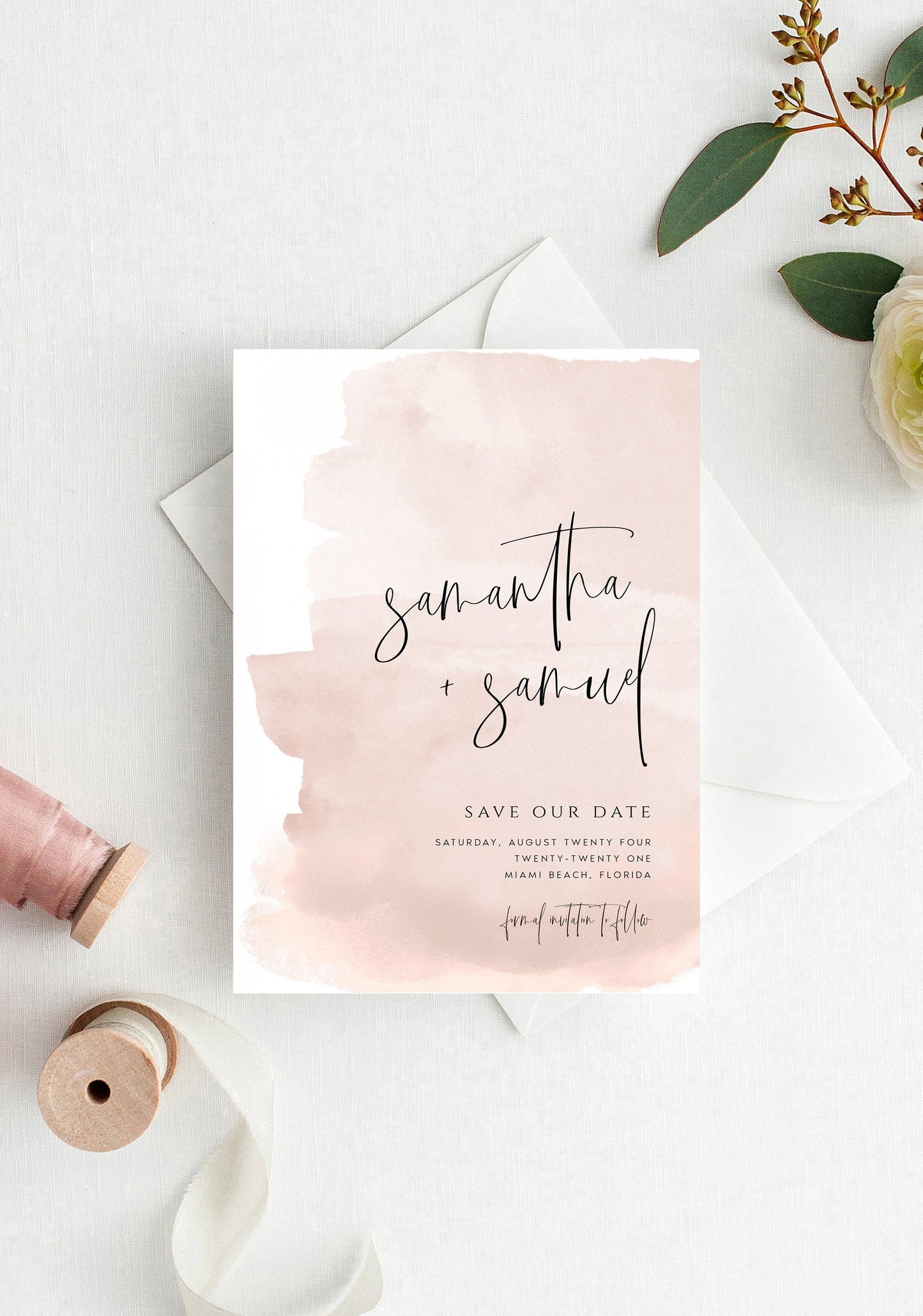 Samantha Pink Save The Date Invitation