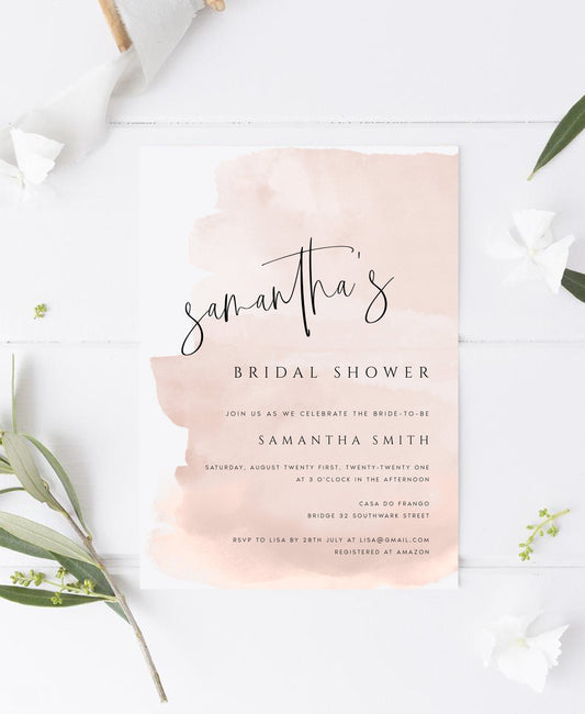 Samantha Pink Bridal Shower Invitation Template