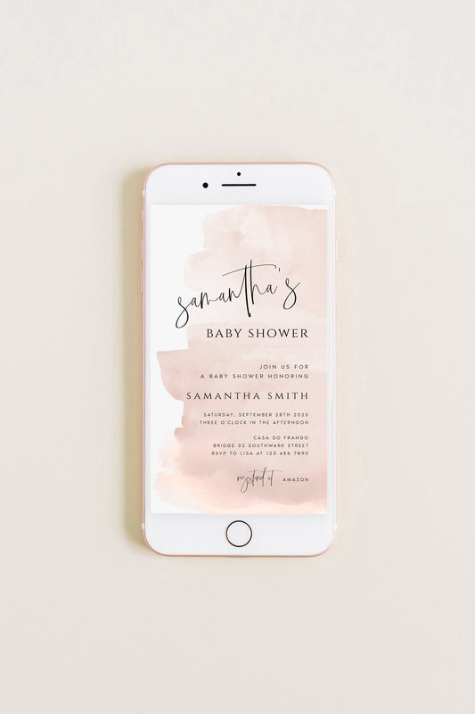 Samantha Watercolor Electronic Baby Shower Invite