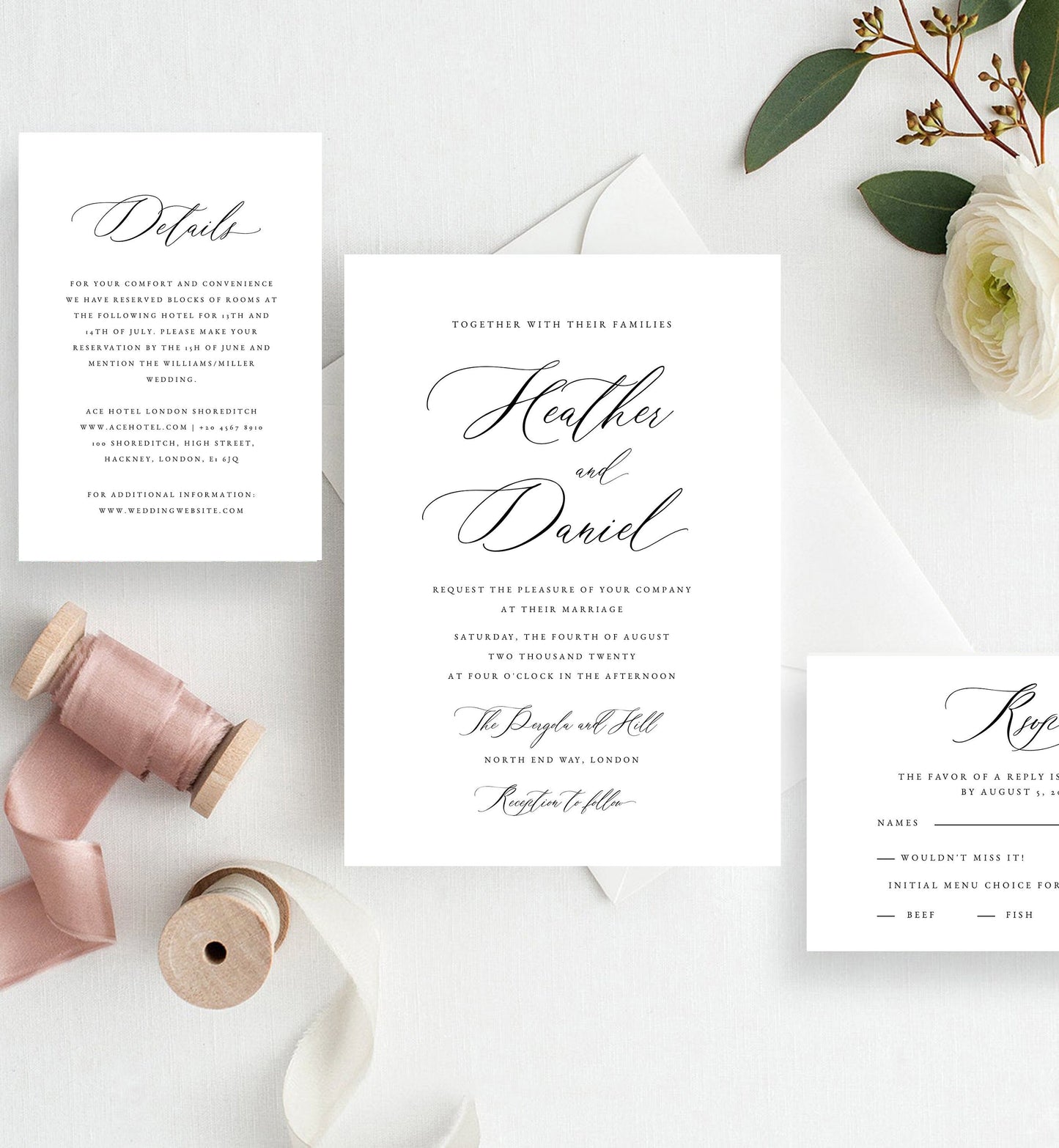 Heather Elegant Wedding Invitation Template